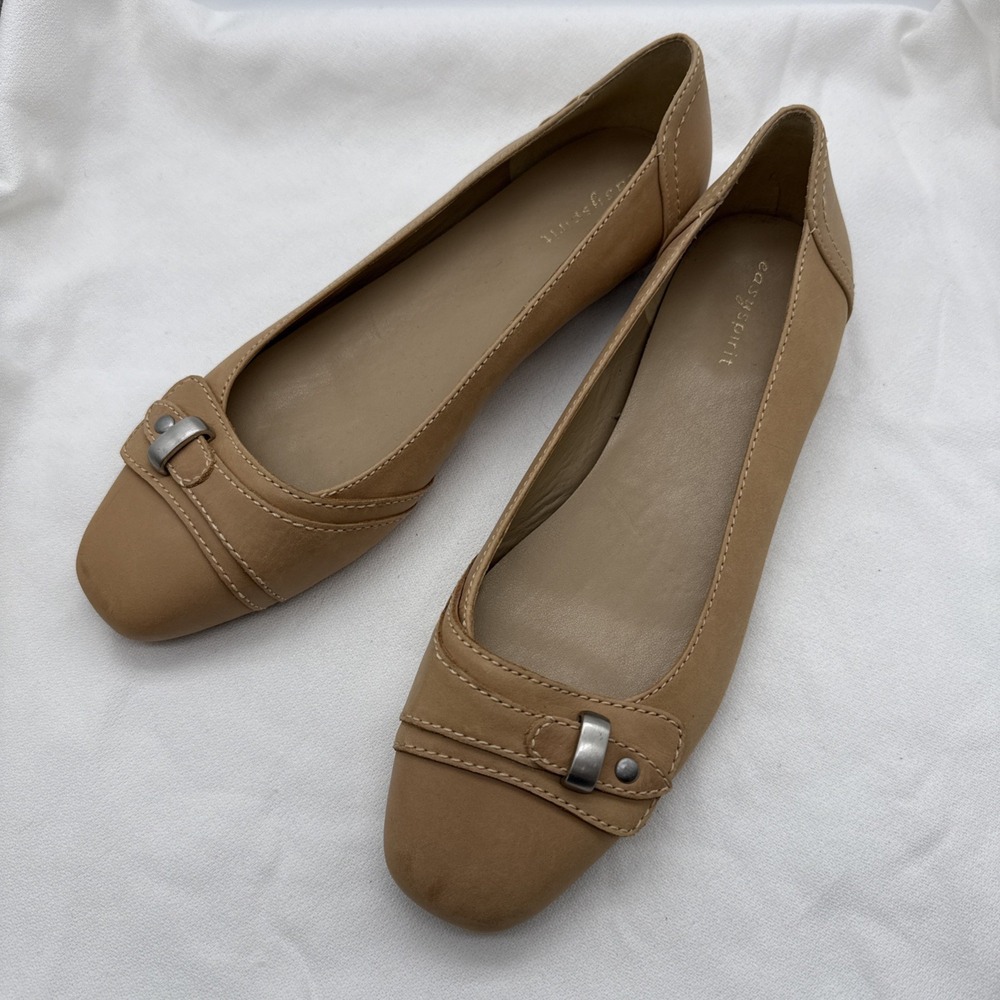 Easy Spirit Esritta Leather Beige Flats Woman's SZ 9 W